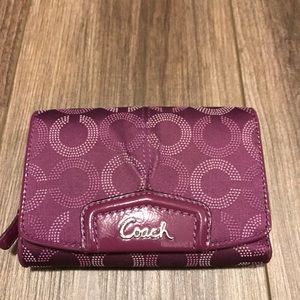 Purple Coach Tri-Fold Wallet
